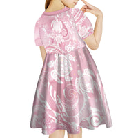 Aloha Hawaii Turtles Floral Kid Short Sleeve Dress Pink Marbles Glaze LT7 - Polynesian Pride