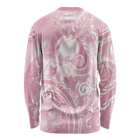 Aloha Hawaii Turtles Floral Long Sleeve Shirt Pink Marbles Glaze