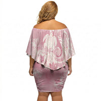 Aloha Hawaii Turtles Floral Off Shoulder Short Dress Pink Marbles Glaze LT7 - Polynesian Pride