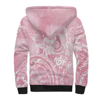 Aloha Hawaii Turtles Floral Sherpa Hoodie Pink Marbles Glaze