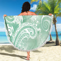 Aloha Hawaii Turtles Floral Beach Blanket Seafoam Marbles Glaze