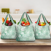 Aloha Hawaii Turtles Floral Grocery Bag Seafoam Marbles Glaze
