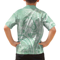 Aloha Hawaii Turtles Floral Kid Hawaiian Shirt Seafoam Marbles Glaze LT7 - Polynesian Pride