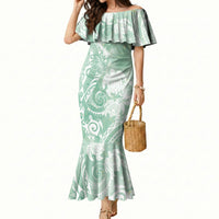 Aloha Hawaii Turtles Floral Mermaid Dress Seafoam Marbles Glaze LT7 Women Seafoam - Polynesian Pride