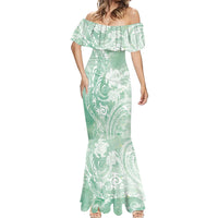 Aloha Hawaii Turtles Floral Mermaid Dress Seafoam Marbles Glaze