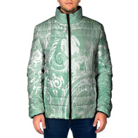 Aloha Hawaii Turtles Floral Padded Jacket Seafoam Marbles Glaze