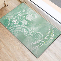 Aloha Hawaii Turtles Floral Rubber Doormat Seafoam Marbles Glaze