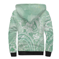 Aloha Hawaii Turtles Floral Sherpa Hoodie Seafoam Marbles Glaze