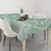 Aloha Hawaii Turtles Floral Tablecloth Seafoam Marbles Glaze