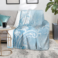 Aloha Hawaii Turtles Floral Blanket Aqua Marbles Glaze