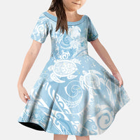 Aloha Hawaii Turtles Floral Family Matching Mermaid Dress and Hawaiian Shirt Aqua Marbles Glaze