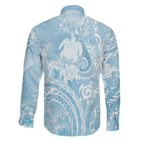 Aloha Hawaii Turtles Floral Family Matching Puletasi and Hawaiian Shirt Aqua Marbles Glaze LT7 Son's Shirt Aqua - Polynesian Pride
