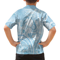 Aloha Hawaii Turtles Floral Hawaiian Shirt Aqua Marbles Glaze