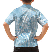 Aloha Hawaii Turtles Floral Kid Hawaiian Shirt Aqua Marbles Glaze LT7 - Polynesian Pride