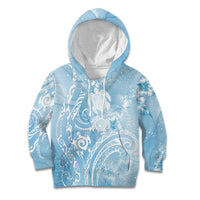 Aloha Hawaii Turtles Floral Kid Hoodie Aqua Marbles Glaze