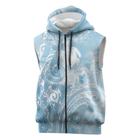 Aloha Hawaii Turtles Floral Sleeveless Zip Hoodie Aqua Marbles Glaze