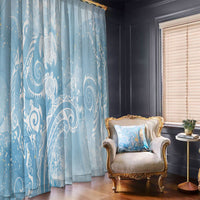 Aloha Hawaii Turtles Floral Window Curtain Aqua Marbles Glaze