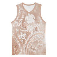 Aloha Hawaii Turtles Floral Basketball Jersey Taupe Marbles Glaze