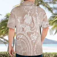Aloha Hawaii Turtles Floral Hawaiian Shirt Taupe Marbles Glaze
