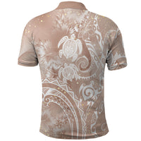 Aloha Hawaii Turtles Floral Polo Shirt Taupe Marbles Glaze LT7 - Polynesian Pride