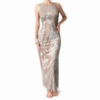 Aloha Hawaii Turtles Floral Tank Maxi Dress Taupe Marbles Glaze LT7 Women Taupe - Polynesian Pride