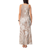 Aloha Hawaii Turtles Floral Tank Maxi Dress Taupe Marbles Glaze LT7 - Polynesian Pride