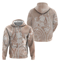 Aloha Hawaii Turtles Floral Zip Hoodie Taupe Marbles Glaze