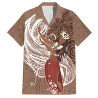 Tahiti Islands Polynesian Plumeria Family Matching Off Shoulder Short Dress and Hawaiian Shirt Tahitian Vahine 'Ote'a - Beige LT7 Dad's Shirt - Short Sleeve Beige - Polynesian Pride