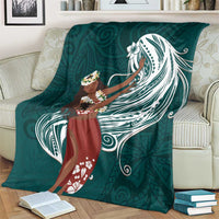 Tahiti Islands Polynesian Plumeria Blanket Tahitian Vahine 'Ote'a - Teal LT7 - Polynesian Pride