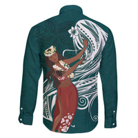Tahiti Islands Polynesian Plumeria Family Matching Off Shoulder Short Dress and Hawaiian Shirt Tahitian Vahine 'Ote'a - Teal LT7 - Polynesian Pride