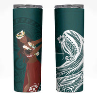 Tahiti Islands Polynesian Plumeria Skinny Tumbler Tahitian Vahine 'Ote'a - Teal LT7 Teal - Polynesian Pride