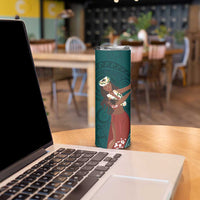 Tahiti Islands Polynesian Plumeria Skinny Tumbler Tahitian Vahine 'Ote'a - Teal LT7 - Polynesian Pride