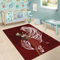 Tahiti Islands Polynesian Plumeria Area Rug Tahitian Vahine 'Ote'a - Scarlet