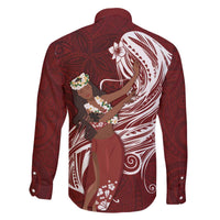 Tahiti Islands Polynesian Plumeria Family Matching Off Shoulder Short Dress and Hawaiian Shirt Tahitian Vahine 'Ote'a - Scarlet LT7 - Polynesian Pride