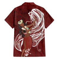 Tahiti Islands Polynesian Plumeria Family Matching Puletasi and Hawaiian Shirt Tahitian Vahine 'Ote'a - Scarlet LT7 - Polynesian Pride