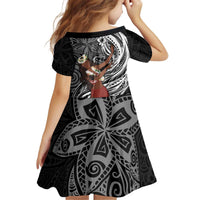 Tahiti Islands Polynesian Plumeria Family Matching Off Shoulder Short Dress and Hawaiian Shirt Tahitian Vahine 'Ote'a - Black LT7 - Polynesian Pride
