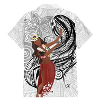 Tahiti Islands Polynesian Plumeria Family Matching Summer Maxi Dress and Hawaiian Shirt Tahitian Vahine 'Ote'a - White LT7 - Polynesian Pride
