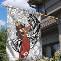 Tahiti Islands Polynesian Plumeria Garden Flag Tahitian Vahine 'Ote'a - White