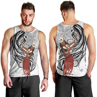 Tahiti Islands Polynesian Plumeria Men Tank Top Tahitian Vahine 'Ote'a - White