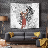 Tahiti Islands Polynesian Plumeria Tapestry Tahitian Vahine 'Ote'a - White