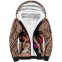 Polynesian Sherpa Hoodie Dog Lover With Beagle - Sunset At The Beach Brown Ver LT7 Unisex Brown - Polynesian Pride