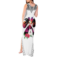 Polynesian Tank Maxi Dress Dog Lover With Samoyed - Sunset At The Beach White Ver LT7 - Polynesian Pride