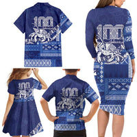 Queen Salote College 100th Anniversary Family Matching Long Sleeve Bodycon Dress and Hawaiian Shirt QSC Royal Girls LT7 - Polynesian Pride