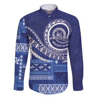 Queen Salote College 100th Anniversary Family Matching Long Sleeve Bodycon Dress and Hawaiian Shirt QSC Royal Girls LT7 Dad's Shirt - Long Sleeve Royal Blue - Polynesian Pride