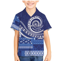Queen Salote College 100th Anniversary Family Matching Mermaid Dress and Hawaiian Shirt QSC Royal Girls LT7 Son's Shirt Royal Blue - Polynesian Pride