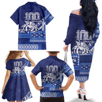 Queen Salote College 100th Anniversary Family Matching Off The Shoulder Long Sleeve Dress and Hawaiian Shirt QSC Royal Girls LT7 - Polynesian Pride