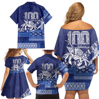 Queen Salote College 100th Anniversary Family Matching Off Shoulder Short Dress and Hawaiian Shirt QSC Royal Girls LT7 - Polynesian Pride