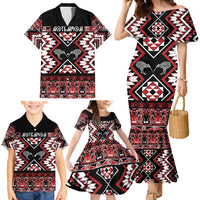 Personalised Taniko Motifs Aotearoa Family Matching Mermaid Dress and Hawaiian Shirt Waitangi Kowhaiwhai Kiwi LT7 - Polynesian Pride