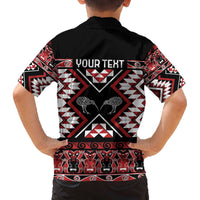 Personalised Taniko Motifs Aotearoa Family Matching Off The Shoulder Long Sleeve Dress and Hawaiian Shirt Waitangi Kowhaiwhai Kiwi LT7 - Polynesian Pride