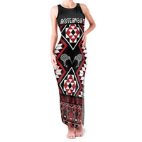 Personalised Taniko Motifs Aotearoa Family Matching Tank Maxi Dress and Hawaiian Shirt Waitangi Kowhaiwhai Kiwi LT7 Mom's Dress Red - Polynesian Pride